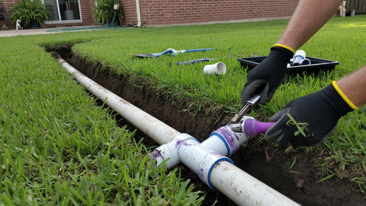 Broken Sprinkler Pipe Repair — Spring job